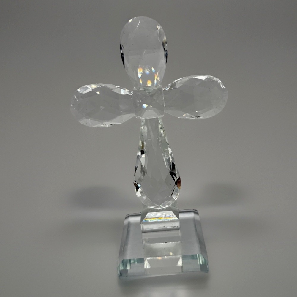 Clear Standing Crystal Acrylic Cross Religious Decor Christian Gift Home NEW 6"